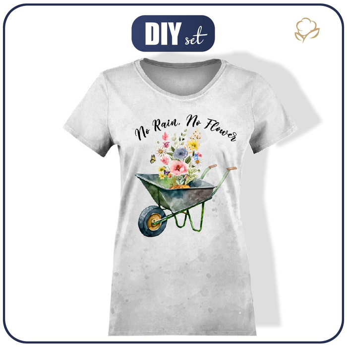 DAMEN T-SHIRT - NO RAIN, NO FLOWER - Nähset XS