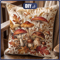 PILLOW 45X45 - FOREST MUSHROOMS - front + back