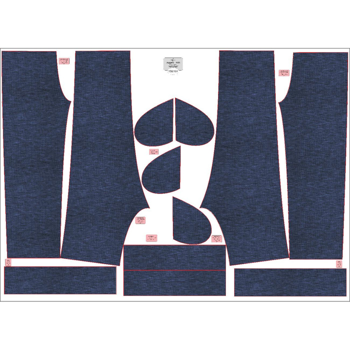 KID'S JOGGERS (ROBIN) - MELANGE NAVY - sewing set (146/152)