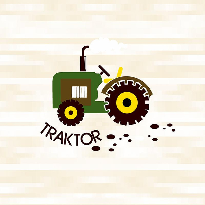 TRACTOR GRÜN - Paneel (60cm x 50cm)  Baumwoll Webware