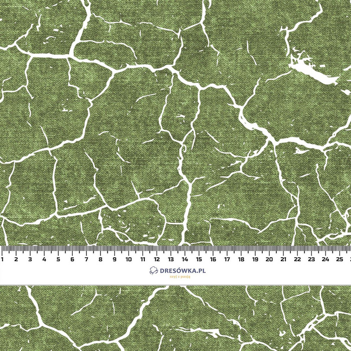 SCORCHED EARTH (white) / ACID WASH (olive) - looped knit fabric