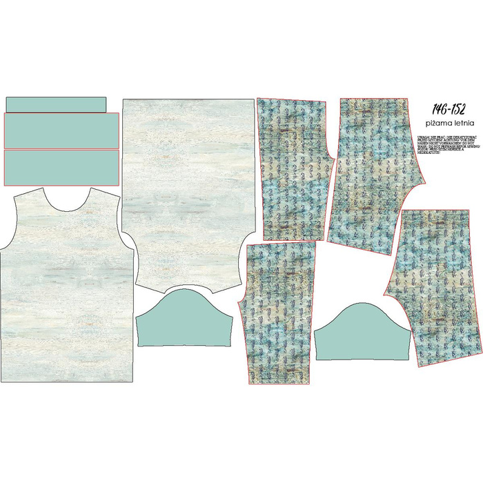 CHILDREN'S PAJAMAS "ADA" - SEA HORSES pat. 2 - Bamboo Single Jersey with elastan (110/116)