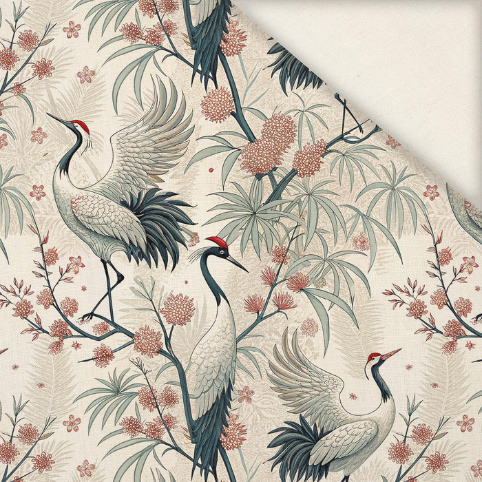 Japanese Garden wz.1 (birds) - Linen 100%