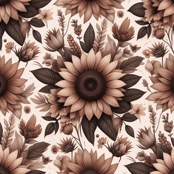 FLOWERS WZ.7/ Mocha Mousse - tkanina wodoodporna