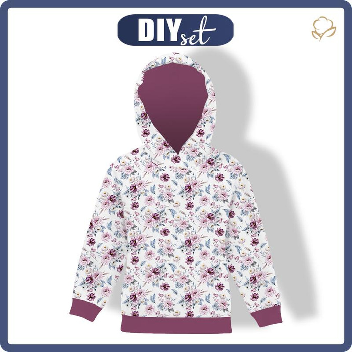 DZIECIĘCA BLUZA Z KAPTUREM (ALEX) - AKWARELOWY BUKIET wz. 2 - dzianina pętelkowa (110/116)