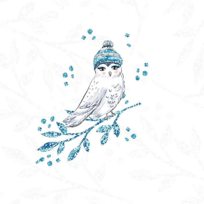 KINDERPYJAMAS "MIKI" - EULE MIT DER MÜTZE (VERZAUBERTER WINTER) - Elastische Baumwoll Maschenware (122/128)