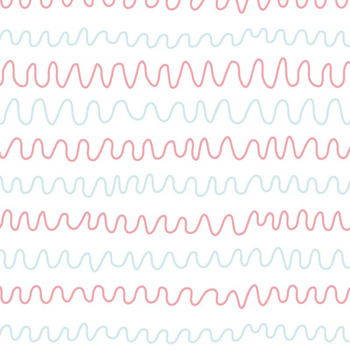 PASTEL DOODLES / mint - salmon pink (PASTEL SKY) - Waterproof woven fabric