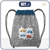 GYM BAG - VEHICLES pat. 2 / white (ADVENTURE BEGINS) - big