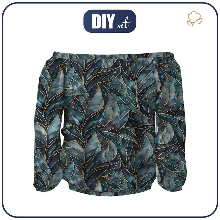 Carmenausschnitt Bluse (SOFIA) - LEAVES M. 1 - Nähset L
