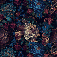 FLOWERS wz.63 - looped knit fabric with elastane ITY