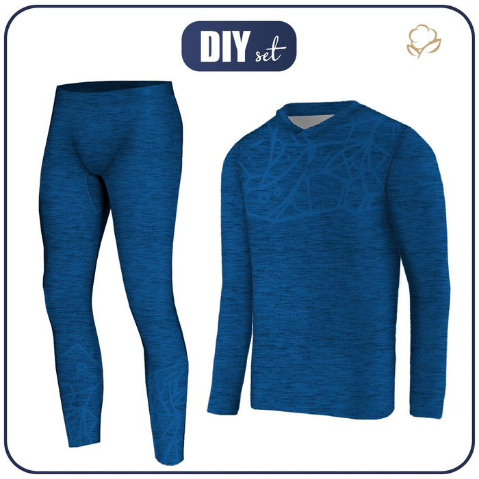 THERMO MEN'S SET (STEVE) - MELANGE BLUE - sewing set L