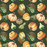PUMPKINS AND ZUCCHINI / olive (PUMPKIN GARDEN) - Waterproof woven fabric