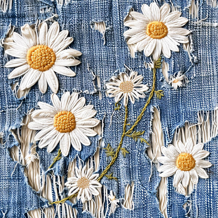 DAISIES DENIM IMITATION PAT. 3 - Viscose jersey