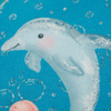 DELFINY wz. 3 (BAJKOWY OCEAN) / niebieski - tkanina bawełniana