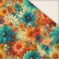 FLOWERS PAPAYA ORANGE WZ. 6 - Slub Weave