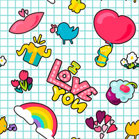 COLORFUL STICKERS PAT. 1 - Cotton woven fabric