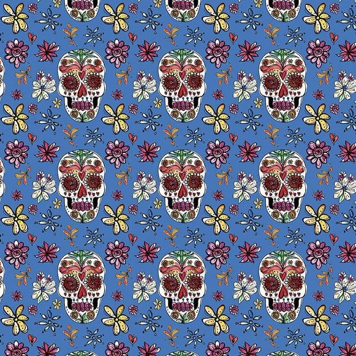 TOTENKÖPFE Ms. 2 / blau (DIA DE LOS MUERTOS) - Softshell