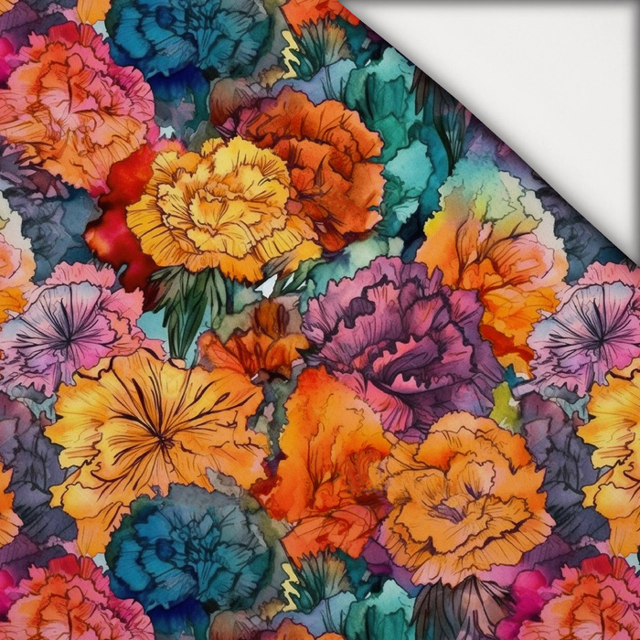 FLOWERS PAPAYA ORANGE WZ. 5 - light brushed knitwear