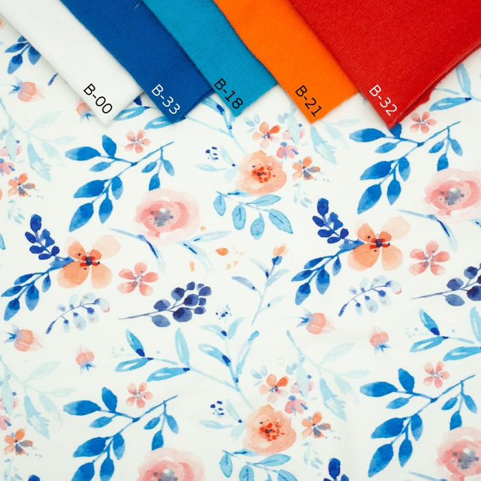 PAINTED PEONIES / white - single jersey with elastane TE210