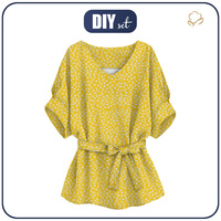 KIMONO BLOUSE - COLORFUL FLOWERS / yellow - sewing set