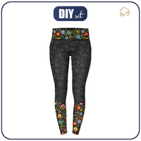 WOMEN'S THERMO LEGGINGS (GRETA) - LOWICZ FOLKLORE / black - sewing set M