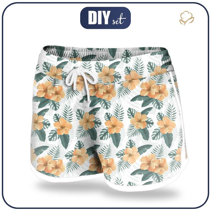 Women’s boardshorts - HIBISCUS Pat. 2 / yellow S