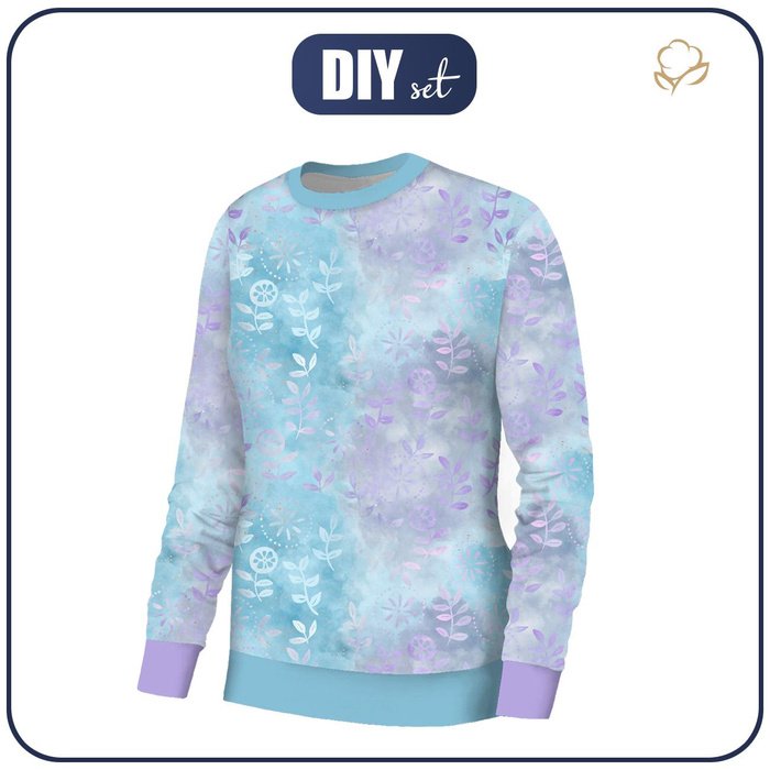 BASIC DAMEN SWEATSHIRT (HANA) - BLAUE BLÄTTER - Sommersweat - S