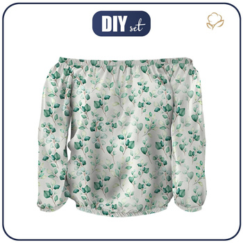 Carmenausschnitt Bluse SOFIA - EUKALYPTEN - Nähset L