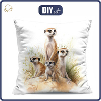 KISSEN 45x45 - WATERCOLOR MEERKAT - Baumwoll Webware - Nähset