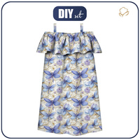 Carmenausschnitt Kleid (LILI) - Butterfly & Flowers wz.15 - Nähset