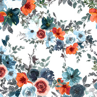 AQUARELL BLUMEN Ms. 2 / weiß - Baumwoll Webware