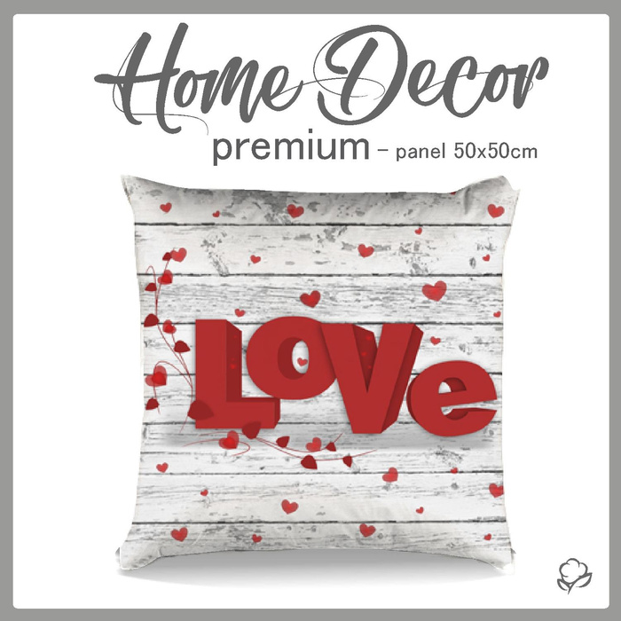 CUSHION PANEL - LOVE RED pat. 1 / desk - HOME DECOR PREMIUM 