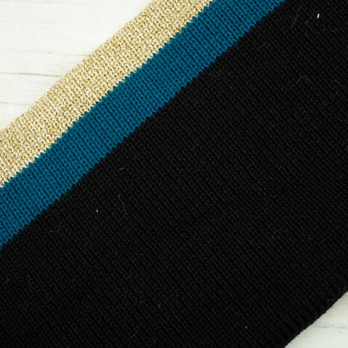 Strickbündchen SCHWARZ / gold-smaragd - 140cm