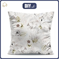PILLOW 45X45 - WHITE FLOWERS pat. 1 - Cotton woven fabric - sewing set