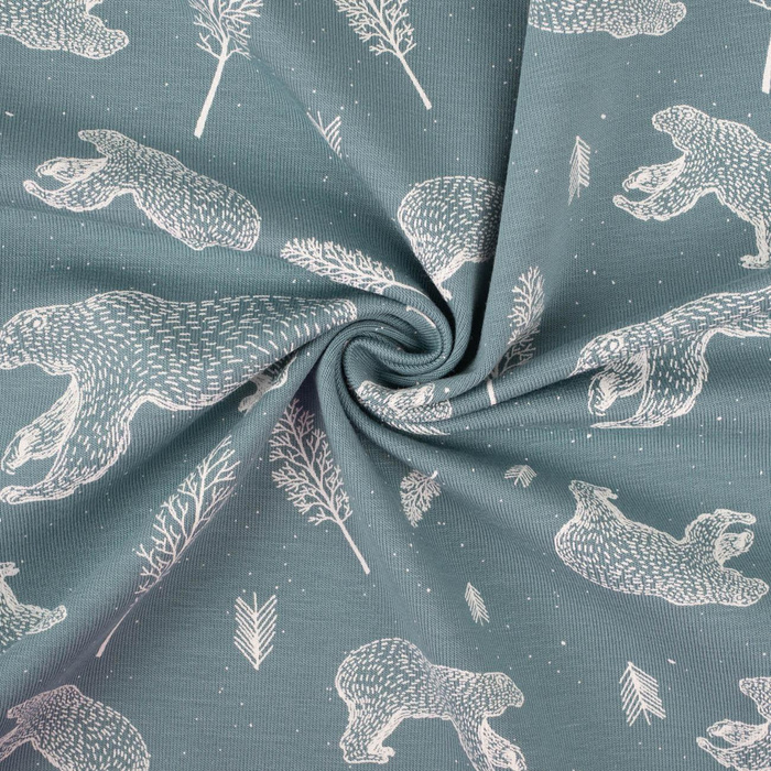 NIEDŹWIEDZIE (KONTUR) / szaro-błękitny - single jersey