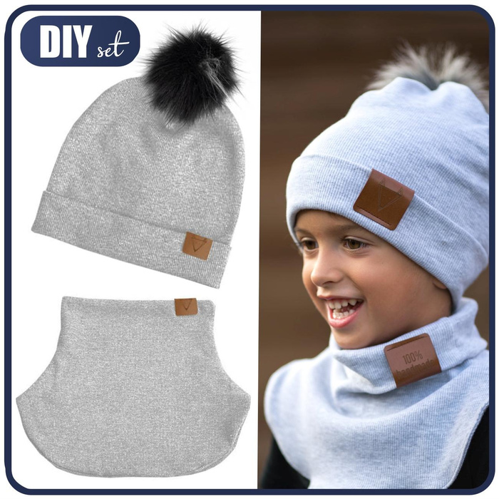 MELANGE LIGHT GREY - Cap and loop creative sewing set