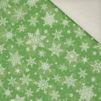 Sněhové vločky / zelená - tkanina bawełniana