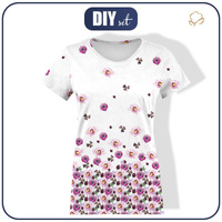T-SHIRT DAMSKI - KWIATY I KONICZYNY (NA ŁĄCE) - single jersey