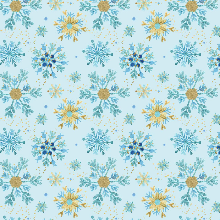 BLUE SNOWFLAKES pat. 3 - Woven Fabric for tablecloths