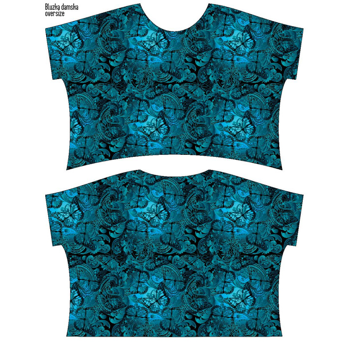 LEHKÁ HALENKA OVERSIZE "ELENA" - BAREVNÍ MOTÝLI/ modrá - Sada šití