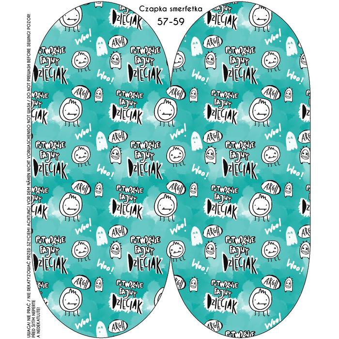 Czapka "Smerfetka" - POTWORNIE FAJNY DZIECIAK / AQUA (SZKOLNE RYSUNKI) 54-56