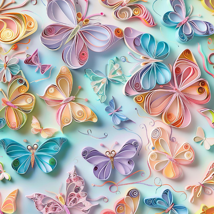 PAPER BUTTERFLIES - Muślin bawełniany
