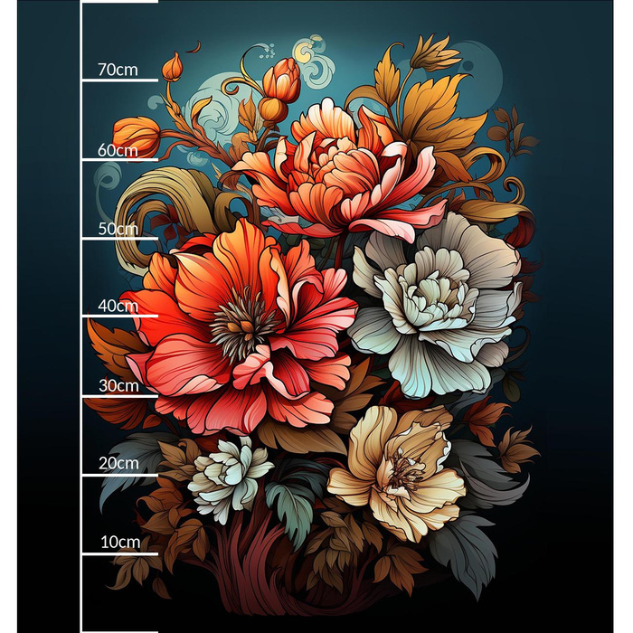 BOUQUET OF FLOWERS WZ.5 - panel (75cm x 80cm) - single jersey s elastanem ITY