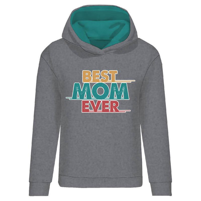 BLUZA DAMSKA (POLA) CLASSIC Z KAPTUREM - BEST MOM EVER -  dzianina pętelkowa  L