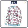 WOMEN'S SWEATSHIRT (HANA) BASIC - HIBISCUS AND BUTTERFLIES - looped knit fabric - XXXXL