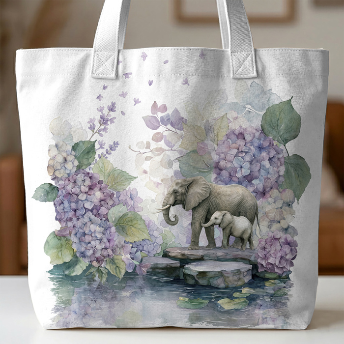 ELEPHANT FAMILY - Paneel (75cm x 80cm)  Baumwoll Webware