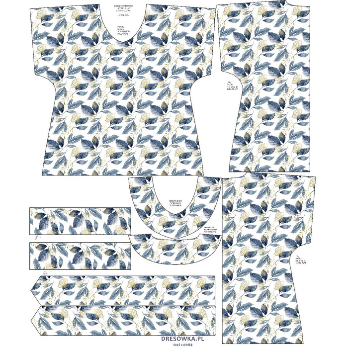 KIMONO BLOUSE - RETRO FLOWERS pat. 5 - sewing set L-XL