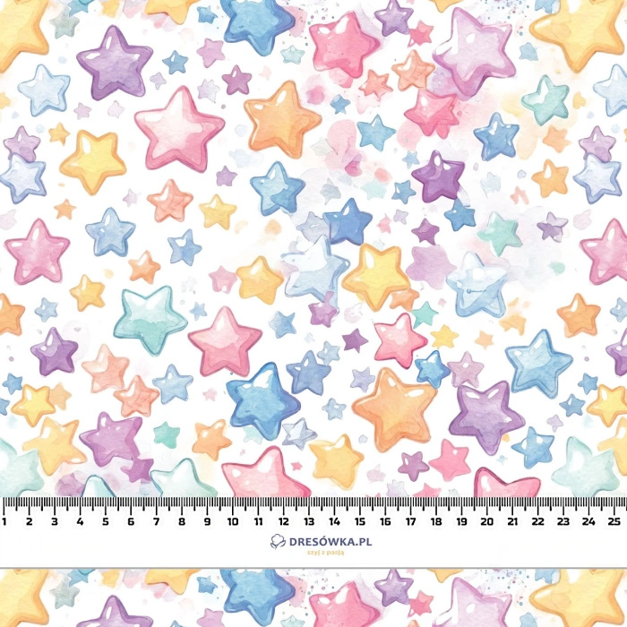 PASTEL STARS - tkanina wiskozowa