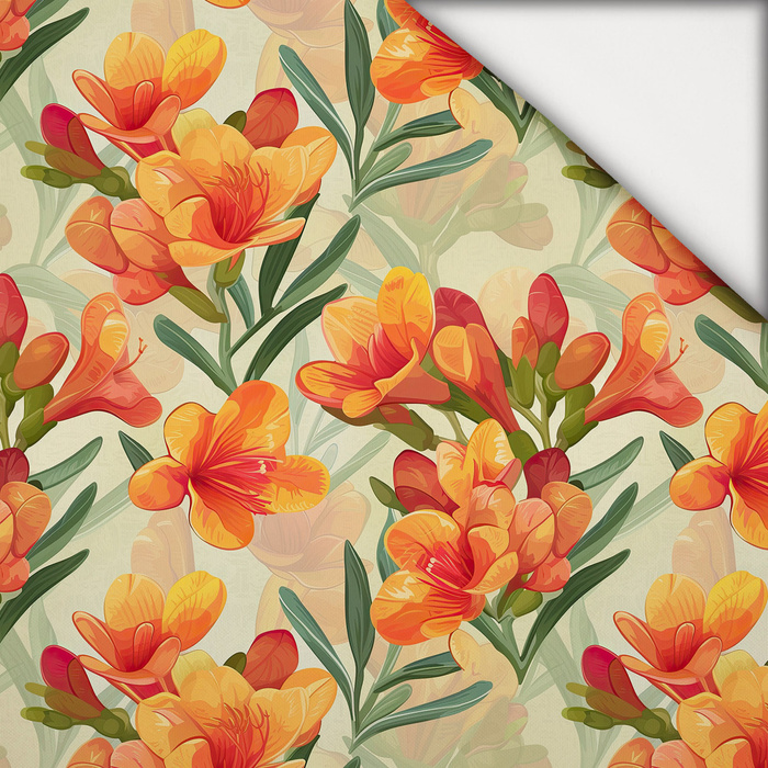 FLOWERS PAPAYA ORANGE WZ. 8 - light brushed knitwear