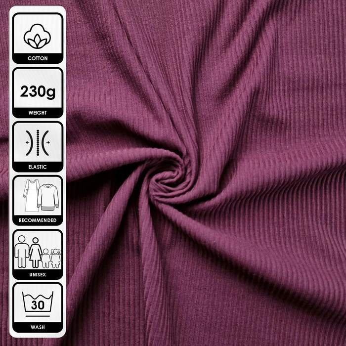 DIY Set – Kids' T-Shirt from RIB JERSEY Cotton Knit - BURGUNDY (86)